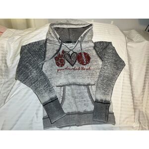 Zen by d-Jeanze Gray Burnout Hoodie Peace Love Back The Red Size S